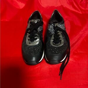 Michael Kors Black Glitter Lace-Up Sneakers